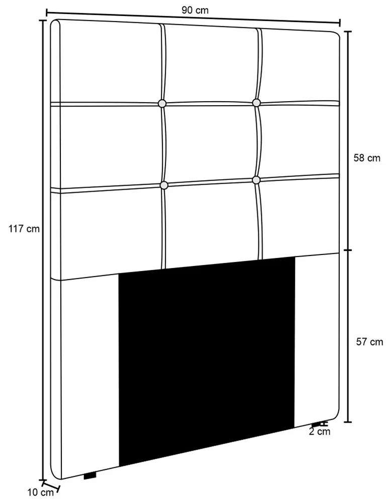 Cabeceira Esmeralda Para Cama Box Solteiro 90 cm Corino - D'Rossi - Branco