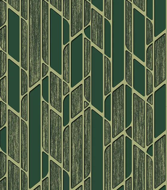 Papel de Parede Geométrico Estilizado Verde - Coleção Império Lord II - 66083