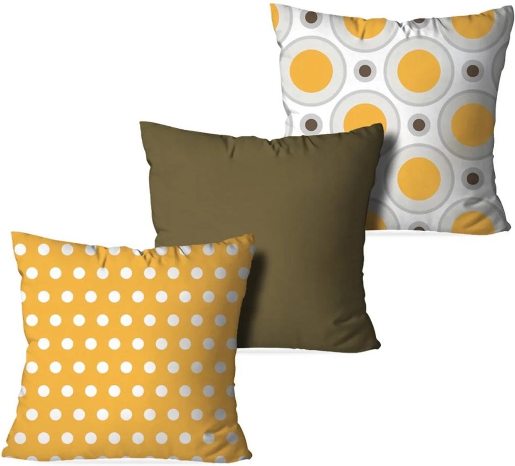 Kit 3 Capas Love Decor para Almofadas Decorativas Círculos Amarelo