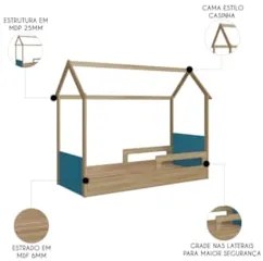 Cama Infantil Montessoriana Casinha Infix C06 Aveiro/Azul - Mpozenato