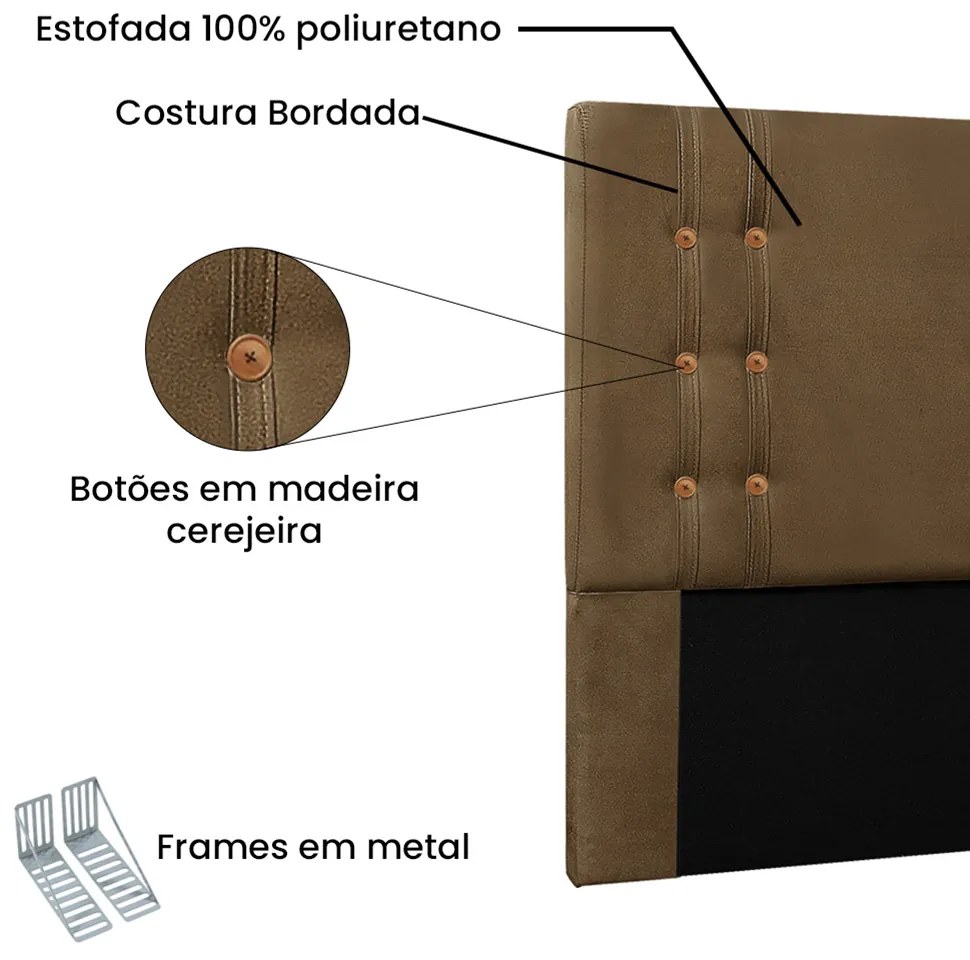 Cabeceira Cama Box Solteiro 90cm e Recamier Gênova Suede S04 - D'Rossi - Caramelo