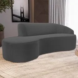 Sofá Living 3 Lugares 230cm Braço Direito Mozart D06 Bouclê Chumbo - M