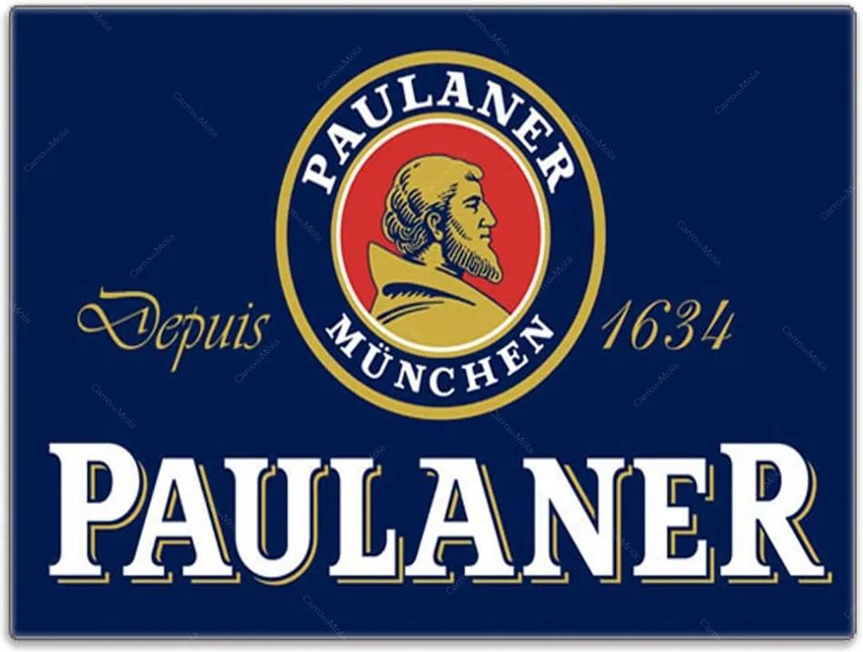 Placa Decorativa Paulaner Logo Azul Grande em Metal - 40x30 cm