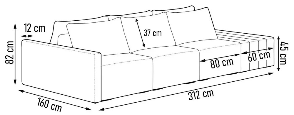 Sofá Ilha 3 Lugares Living 312cm Modulado Sala Lary Bouclê/PU Pto K01 - D'Rossi - Bege