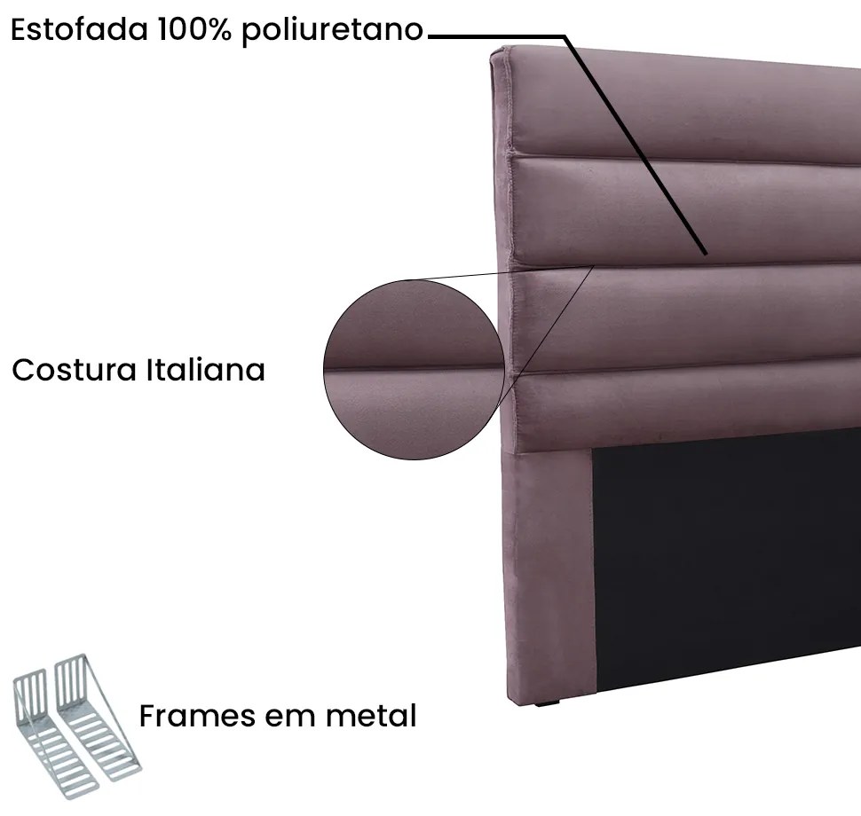 Cabeceira Cama Box Solteiro 90 cm Arles Veludo Uva S04 - D'Rossi