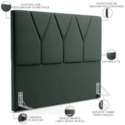 Cabeceira Cama Box Casal 140cm Aura Linho W01 Verde - Mpozenato