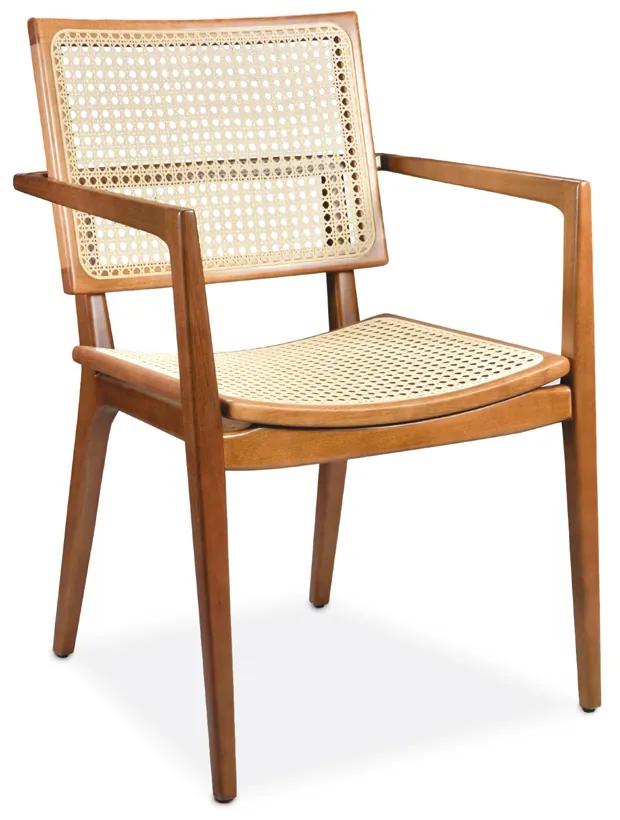 Cadeira com Braço Liz Palha Natural Sextavada Estrutura Madeira Liptus Design Sustentável