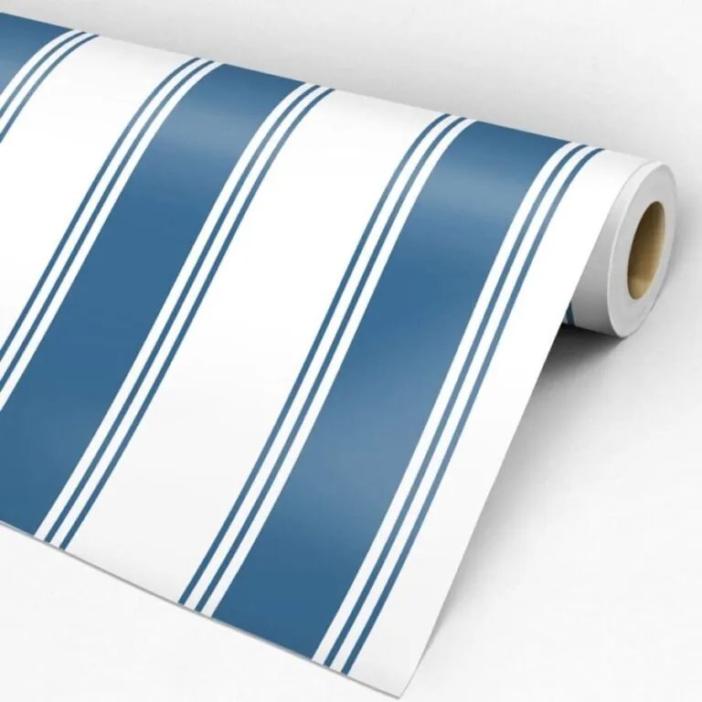 Papel de Parede listrado azul e branco