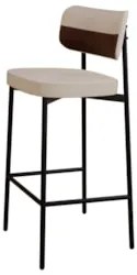 Banqueta Alta Bar Estofada Kit 3 Ella M25 Linho Areia/Whisky - Mpozena