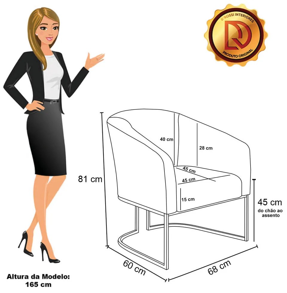 Poltrona Decorativa Industrial Dourado kit 2 Stella Bouclê Mostarda D03 - D'Rossi