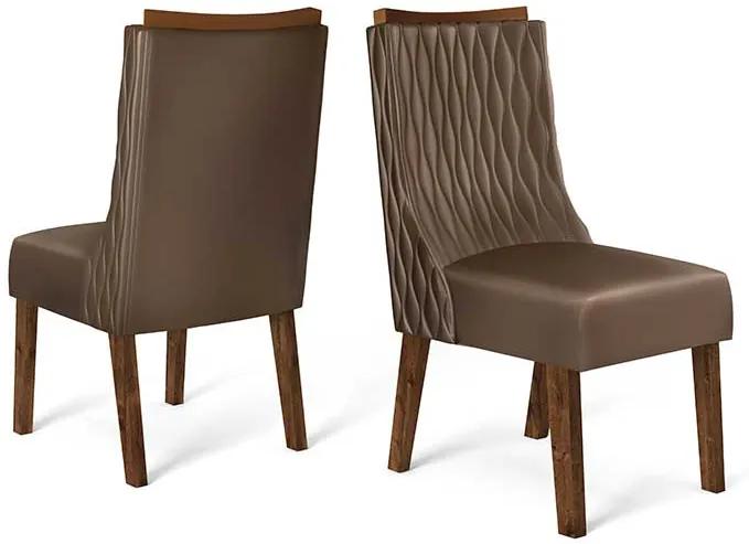Conjunto 2 Cadeiras Amélia Rústico Malbec Tecido Veludo Moca