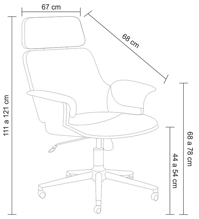 Kit 2 Cadeira de Escritório Home Office Decorativas Casemiro PU c/Regulagem de Altura Base Giratória Marrom G56 - Gran Belo