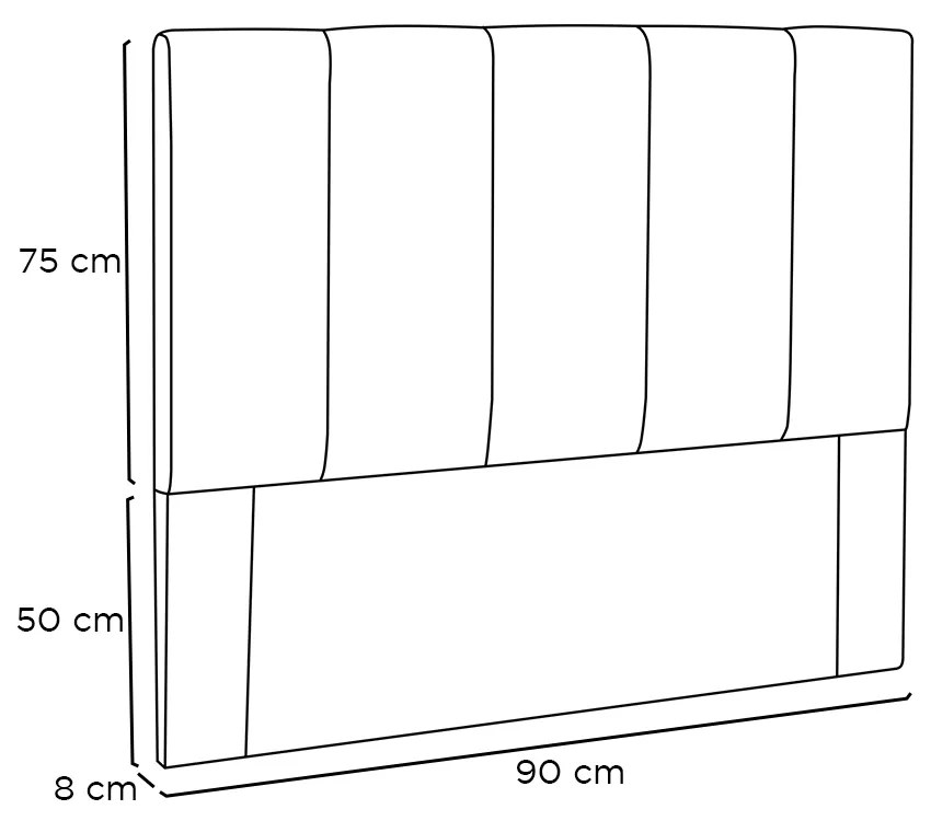 Cabeceira Cama Box Solteiro 90 cm Arizona Linho Grigio S04 - D'Rossi