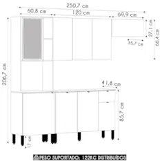 Cozinha Compacta Com Balcão 251cm Laura Plus Soft/Freijó Z06 - Mpozena