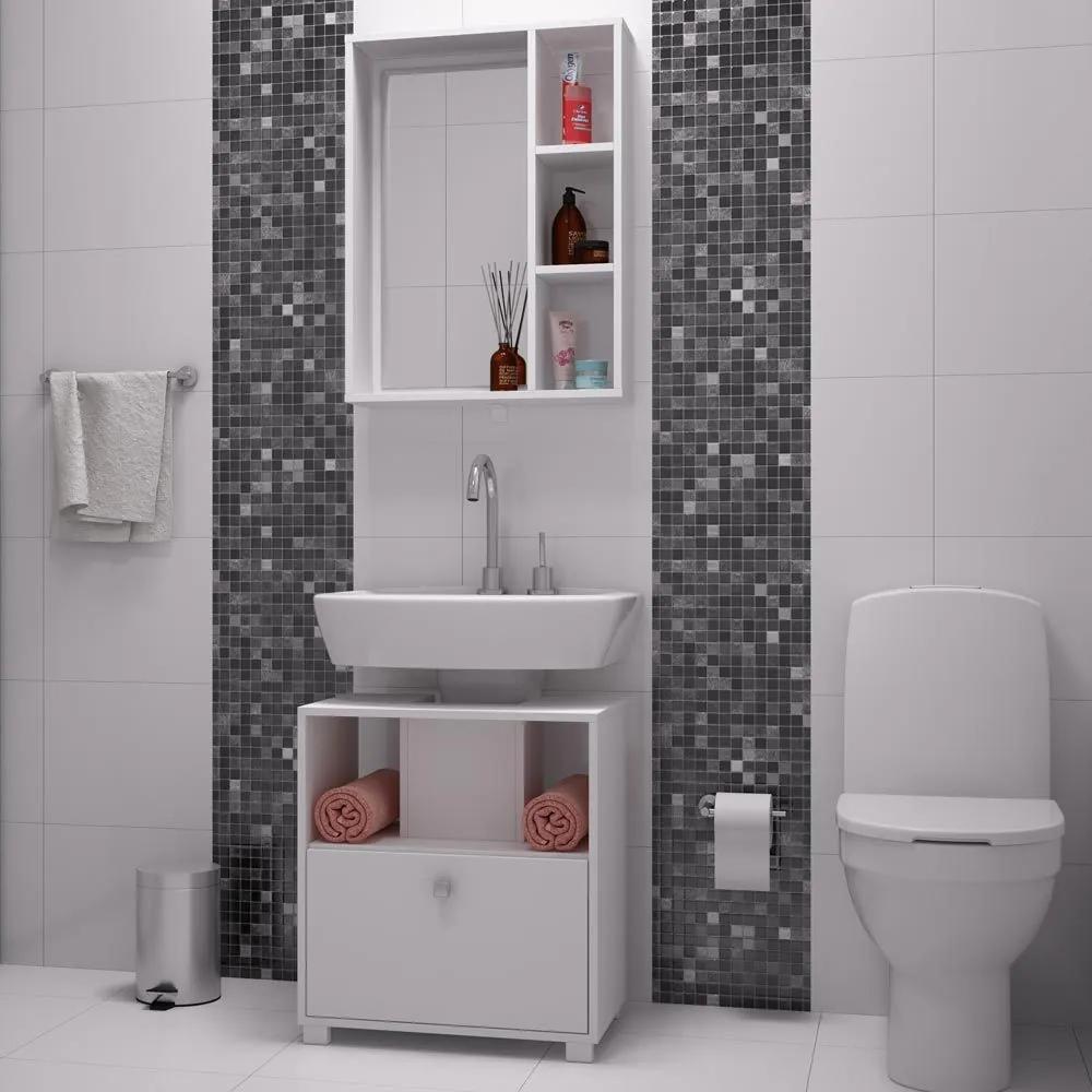 Armário de Banheiro 1 Porta Bkb02 Branco - Brv Móveis