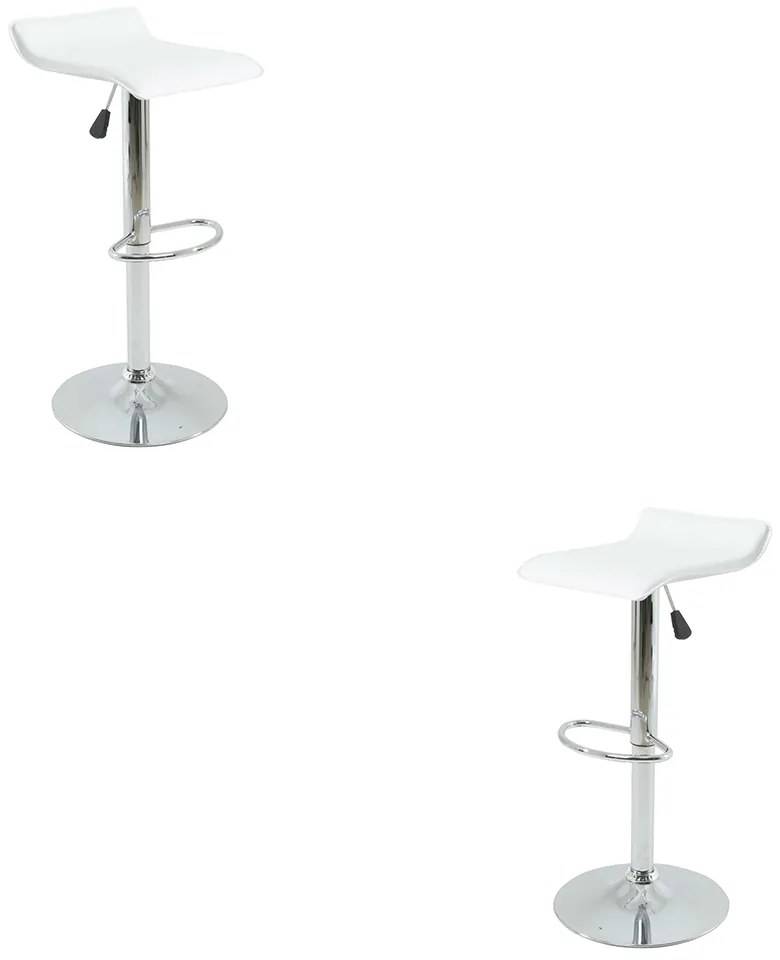 Kit 2 Banquetas Decorativas Hayley PVC c/Regulagem de Altura c/Apoio Para os Pés Base Disco Giratória Branco G56 - Gran Belo