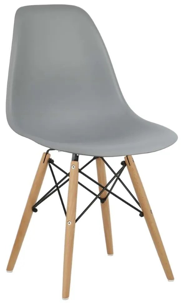 Cadeira Eiffel Eames Base Madeira Kit 4 Sala de Jantar Cinza R02 - D'Rossi