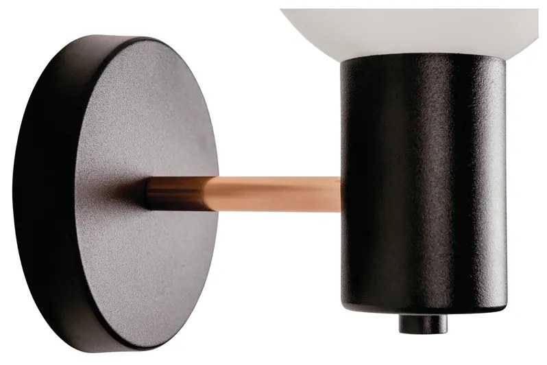 Arandela Nikko Ø12X18X15,5Cm C/ 1 Globos 1Xg9 / Haste Fixa / Globo Ø12... (PT - Preto Texturizado, AMBAR)