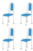 Kit 4 Cadeiras Anatômicas 0.122 Estofada Branco/Azul - Marcheli