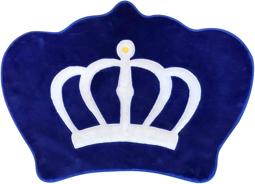Tapete Infantil Coroa Pelúcia Azul Royal