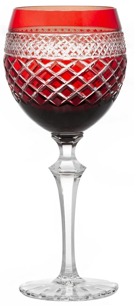 Taça de Cristal Lapidada P/ Água Chapelle - Vermelho  Vermelho