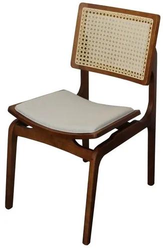 Cadeira Vênus Tela Sextavada Natural Assento Bege com Estrutura Nogueira - 69887 Sun House