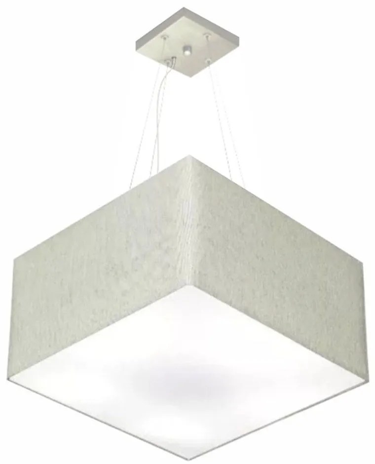 Lustre Pendente Quadrado Vivare Md-4075 Cúpula em Tecido 30/50x50cm - Bivolt