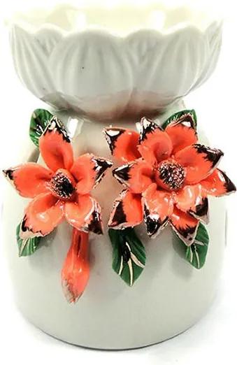 Aromatizador em Cerâmica com Flores Salmão (9cm)