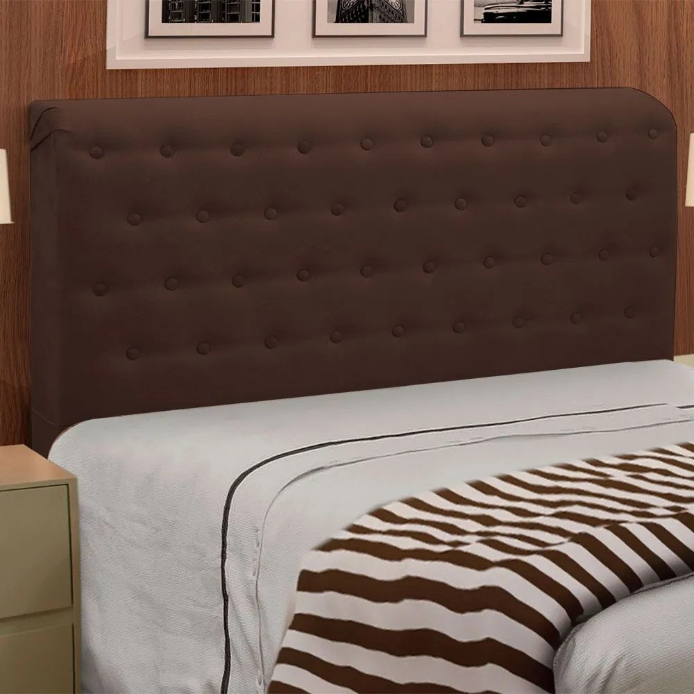 Cabeceira Giovana Cama Box King Casal 195 cm Suede Marrom - D'Rossi