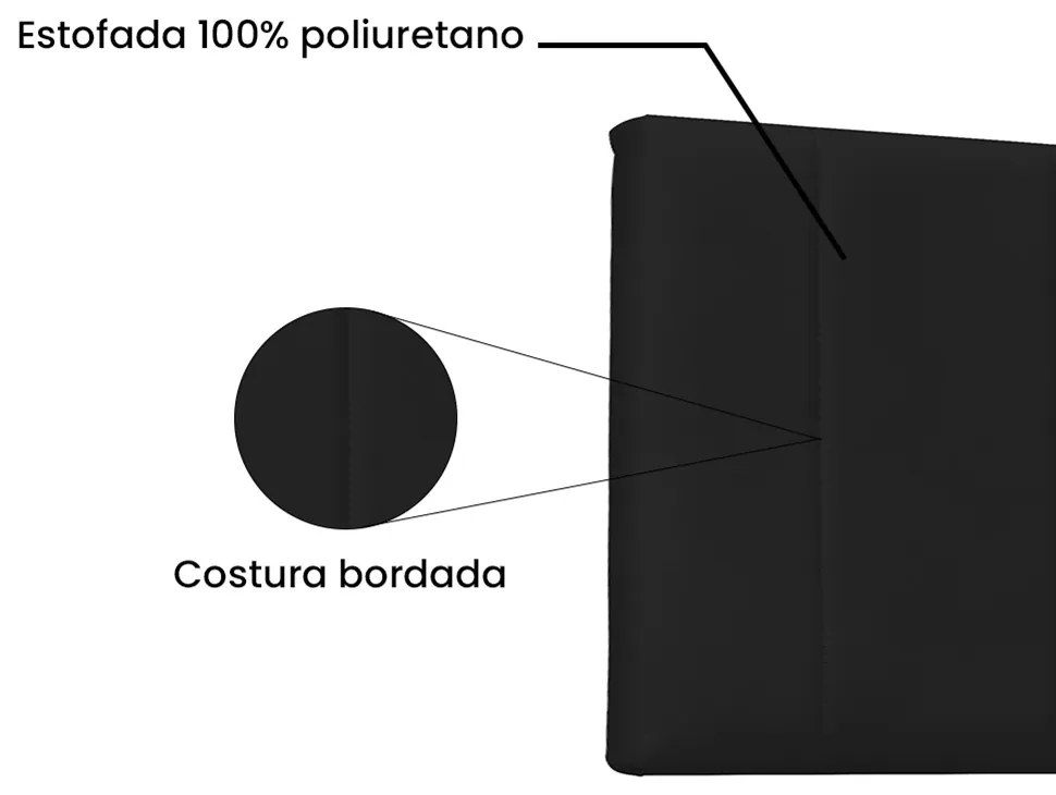 Cabeceira Painel Arizona Para Cama Box Solteiro 90 cm Corino Preto - D'Rossi