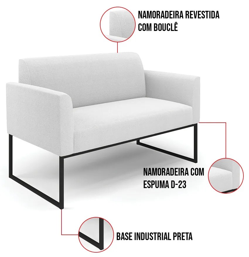 Namoradeira e Poltrona Industrial Preto Marisa Bouclê D03 - D'Rossi - Off White