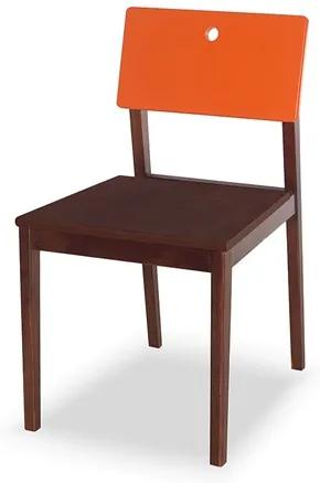 Cadeira Elgin em Madeira Maciça - Imbuia/Laranja