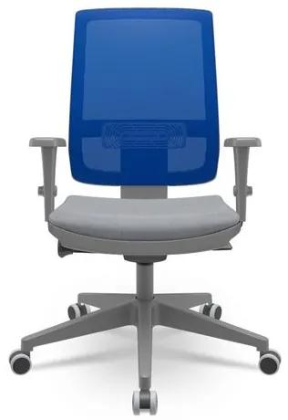 Cadeira Brizza Diretor Grafite Tela Azul Assento Vinil Cinza Autocompensador Piramidal - 66160 Sun House