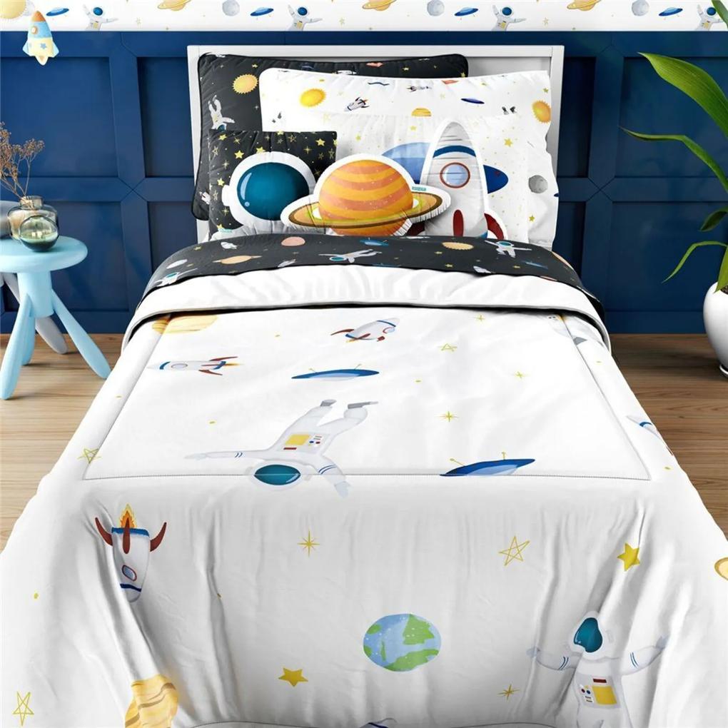 Edredom Infantil Solteiro Astronauta e Planetas GrÁo de Gent Multicolorido