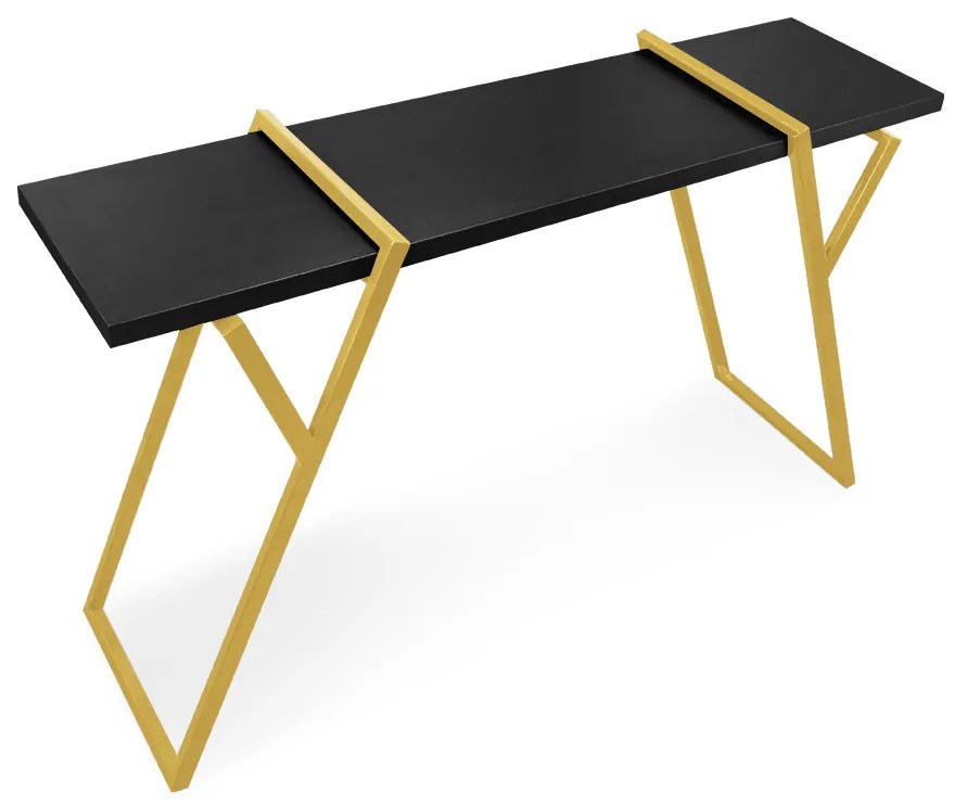 Aparador para Sala Industrial 138cm Brooklyn Dourado/Preto L06 - D'Rossi