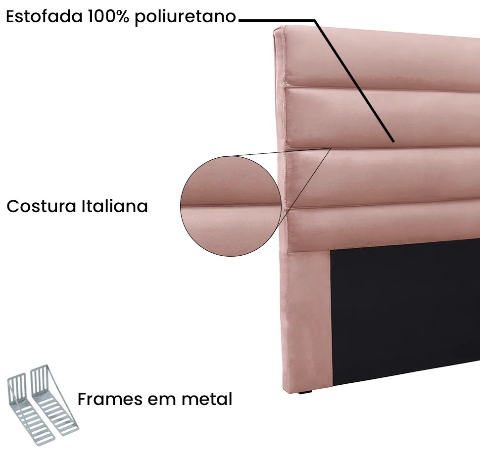 Cabeceira Cama Box King 195 cm Arles Veludo Rosa S04 - D'Rossi