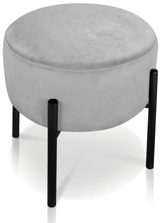 Puff Banqueta Decorativo Industrial Preto Iron Suede Cinza D03 - D'Rossi