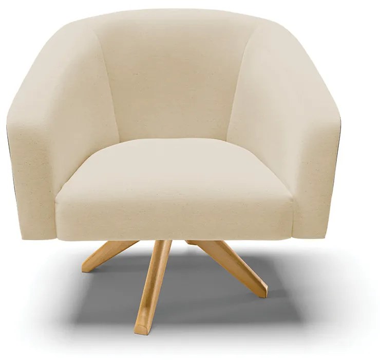 Poltrona Decorativa Giratória MA30 Stella Preto/Linho D03 - D'Rossi - Bege A27