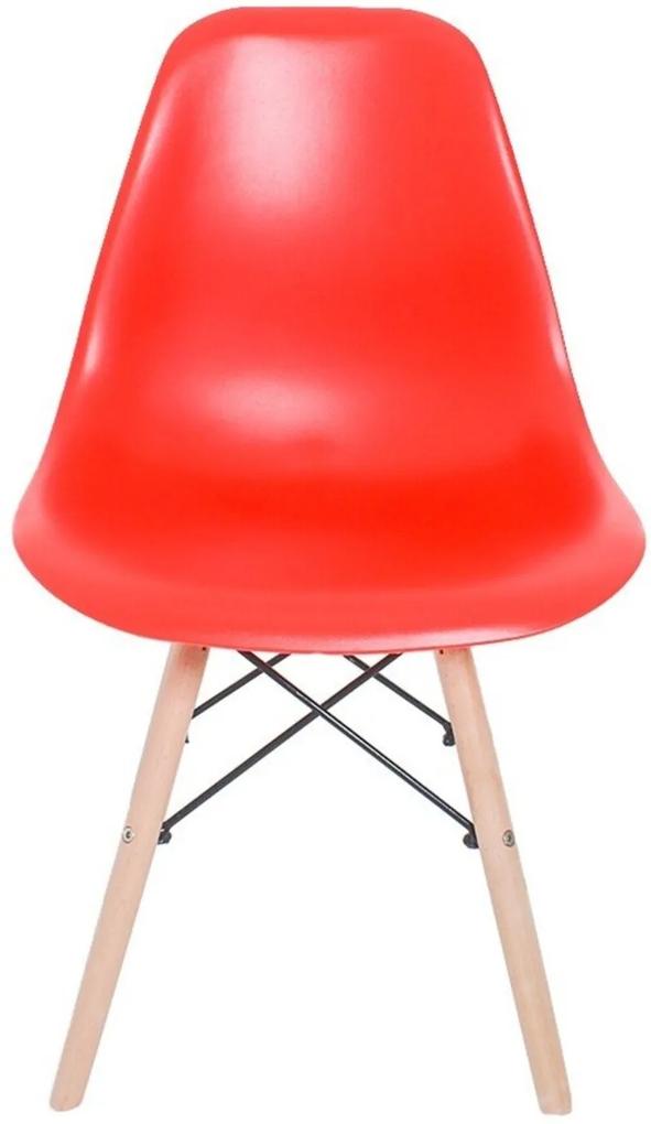 Cadeira Facthus Eiffel Charles Eames em ABS com Base de Madeira DSW Vermelho
