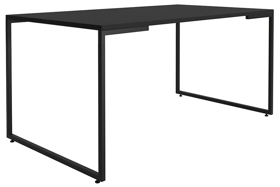 Mesa de Jantar 06 Lugares Porto 160 cm Preto Base Metálica Industrial Preto - D'Rossi