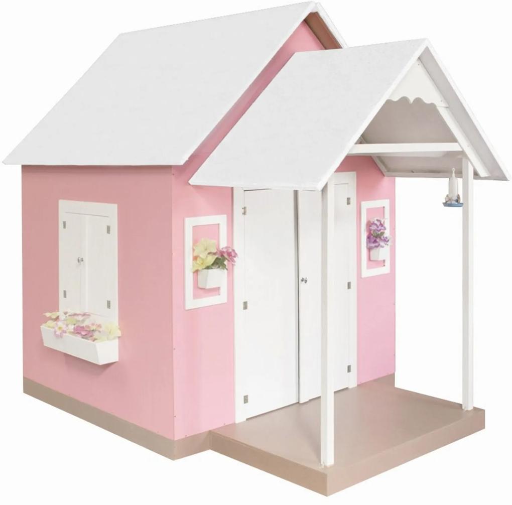Casinha de Brinquedo com Telhado Branco/Rosa - Criança Feliz