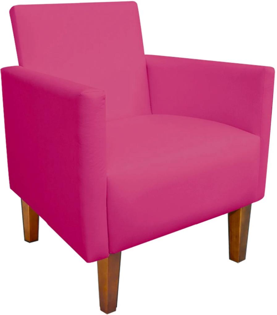 Poltrona Decorativa Compacta Jade Corino Pink Com Pés Castanho - D'Rossi