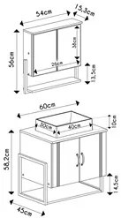 Gabinete de Banheiro com Espelho Bless B02 Titanium/Naturalle - Mpozen