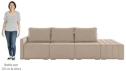 Sofá Ilha Modular com Puff para Sala Living 312cm Georgia Z08 Veludo B