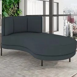 Chaise Longue Divã 164cm Braço Esquerdo Logus D06 Bouclê Chumbo - Mpoz