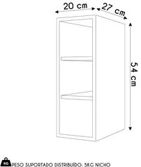 Nicho Aéreo Adega Vertical 20cm Riad Cinza Claro - Lumil