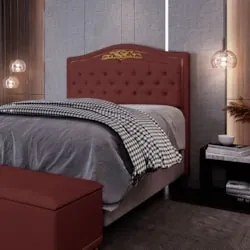 Cabeceira Cama Box Casal King 195cm com Tachas Imperial Veludo J02 Bor