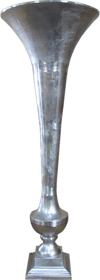 Vaso Em Alumínio Prateado Alongado 97cm x 36cm