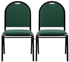 Kit 2 Cadeiras Hoteleiras Auditório Empilhável Linho Z33 Verde - Mpoze