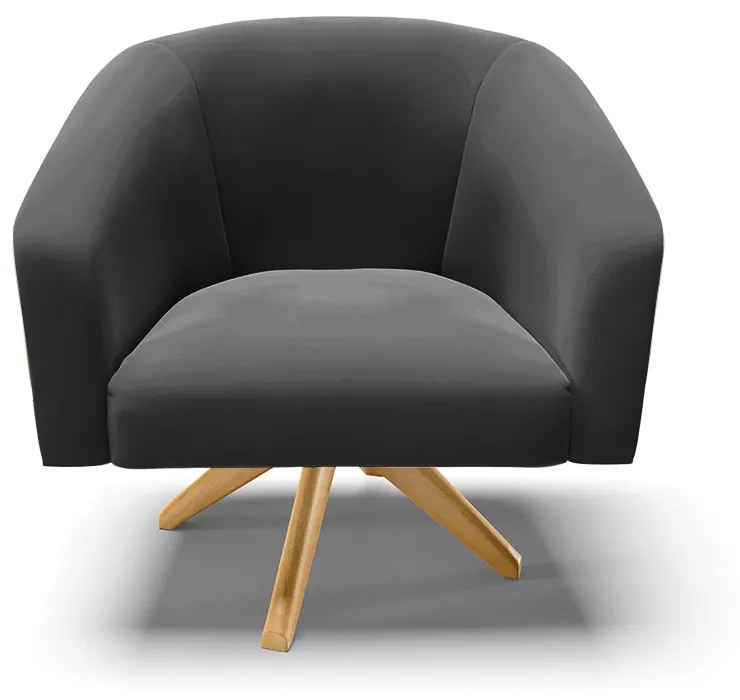 Poltrona Decorativa Giratória MA30 Kit 2 Stella Veludo D03 - D'Rossi - Preto
